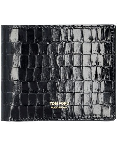 Tom Ford Crocodile-Embossed Patent Leather Wallet - Blue