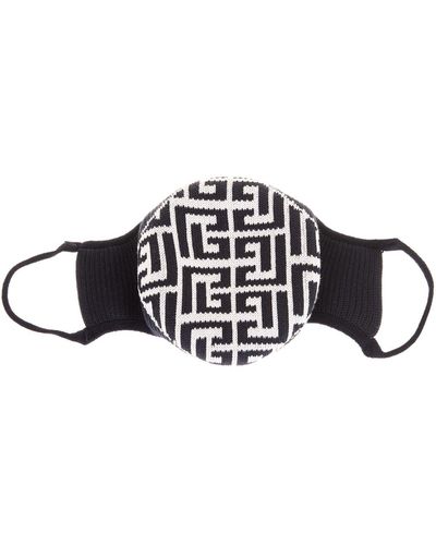 Balmain Black And Ivory Monogram Face Mask