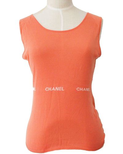 Chanel 2004 Intarsia Logo Knitted Top #38 - Orange
