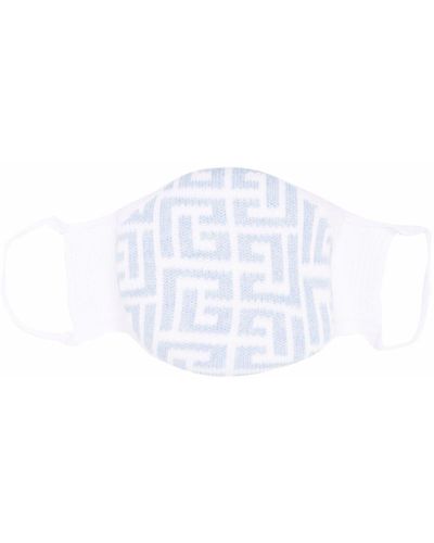 Balmain Logo-intarsia Knitted Cotton Mask - White