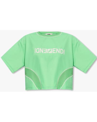Fendi Cropped T-shirt - Green