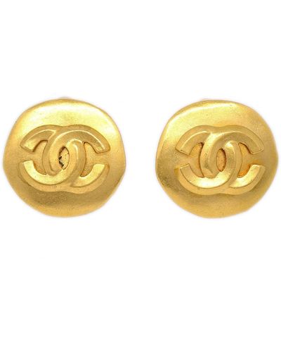 Chanel 1996 Round Cc Earrings Large - Metallic