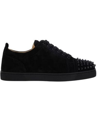 Christian Louboutin Lou Spikes Suede Trainers - Black