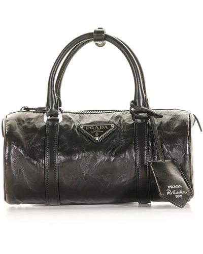 Prada Leather Satchel With Shoulder Strap - Black