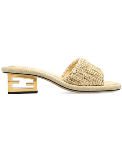 Fendi logo hotsell pearly slide mule