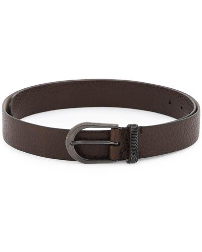 BRUNELLO CUCINELLI $930 mens brown leather western buckle metal