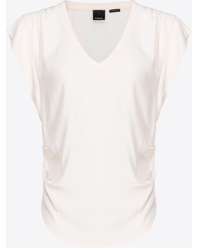 Pinko Silk-blend Blouse With Curved Hem - White
