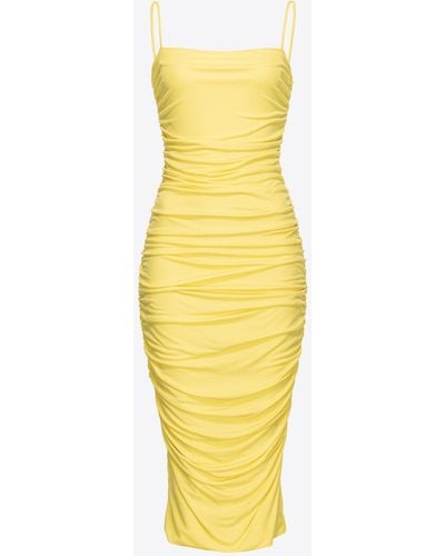 Pinko Slim-fit Dress With Thin Straps - Yellow