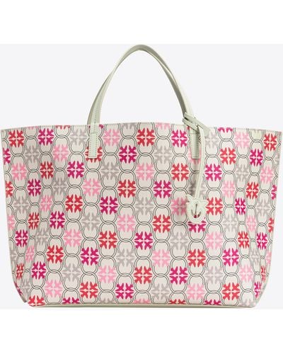 Pinko Big Shopper Bag With Logo Print - Pink