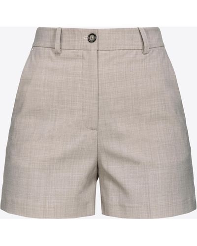 Pinko Wool-blend Shorts - Natural