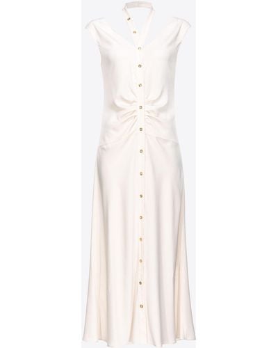 Pinko Matte Satin Midi Dress - White