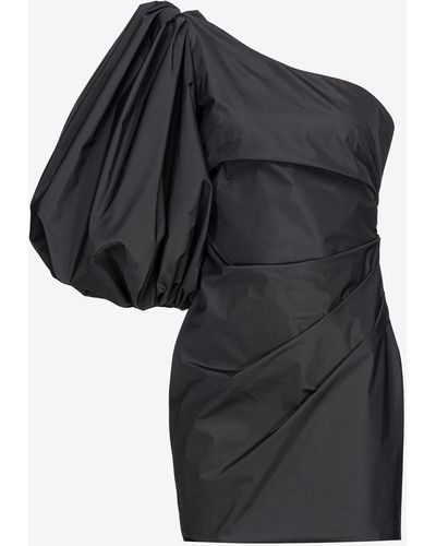 Pinko One-shoulder Taffeta Mini Dress - Black
