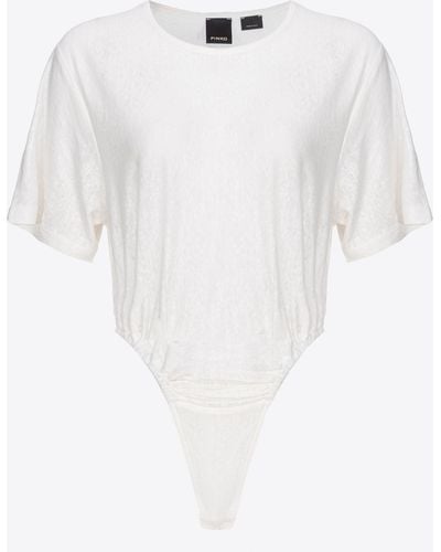 Pinko Slub Linen Bodysuit - White