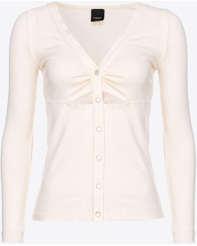 Pinko Ribbed Sweater With Mother-of-pearl Buttons - White