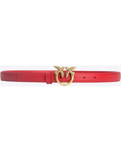 Pinko Love Birds Thin Leather Belt 2cm - Red