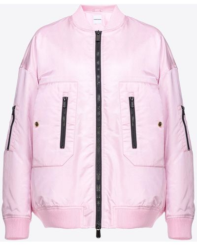 Pinko Bomberjacke Aus Technischem Satin, Rosa Dolce Lilla - Pink