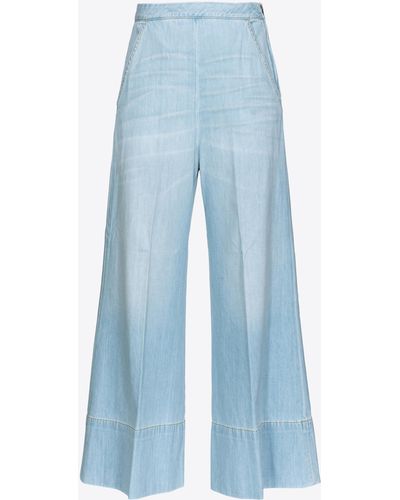 Pinko Wide-leg Baby Blue Denim Jeans