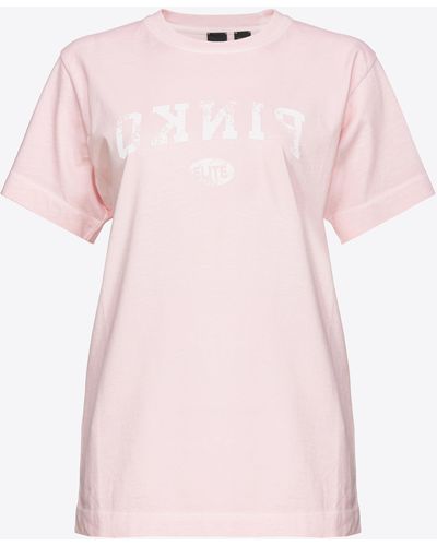 Pinko T-shirt With Logo Print - Pink