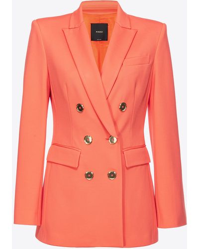 Pinko Double-Breasted Blazer With Metal Buttons, -Fiesta - Pink
