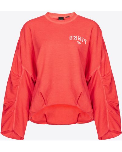 Pinko Oversized Sweatshirt With Logo Print - Red