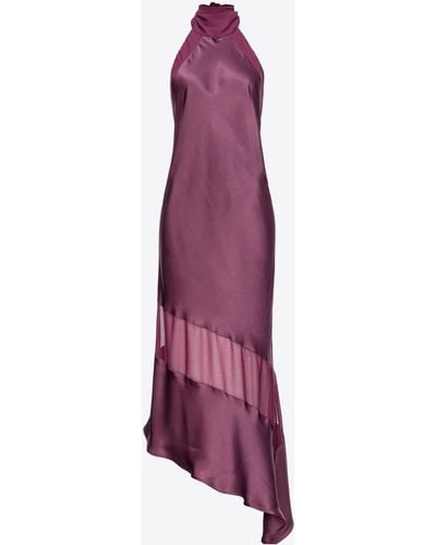 Pinko Satin And Georgette Open-back Dress - Purple