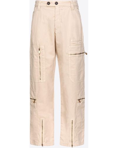 Pinko Multi-pocket Pants In Stretch Tricotine - Natural