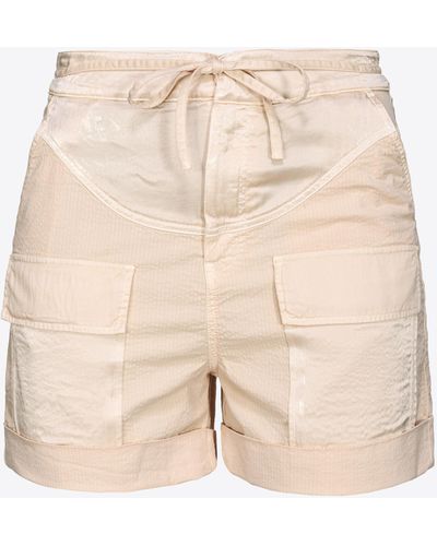 Pinko Flowing Shorts With Large Pockets - Natural