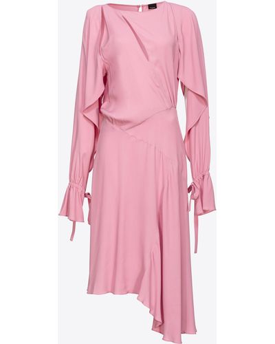 Pinko Asymmetric Crepe Midi Dress - Pink