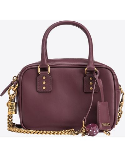 Pinko Mini Bowling Bag In Leather - Purple