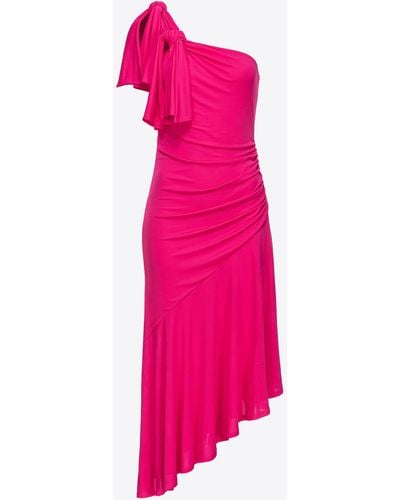 Pinko One-shoulder Dress With Flounce - Pink