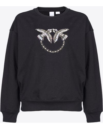 Pinko Sweatshirt With Love Birds Embroidery - Black
