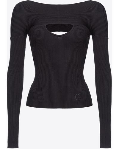 Pinko Ribbed Sweater With Cut-out - Black