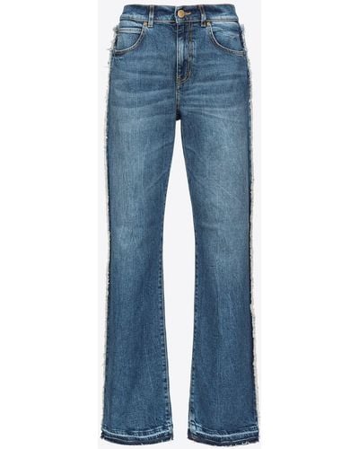Pinko Wide-Leg-Jeans Mit Cut-Out, Mitteldunkler Vintage-Wash - Blau