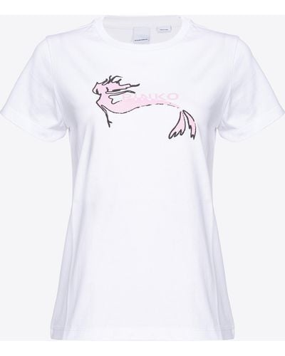 Pinko T-shirt stampa sirena - Bianco