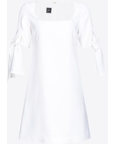 Pinko Mini Dress With Bow On The Sleeves - White