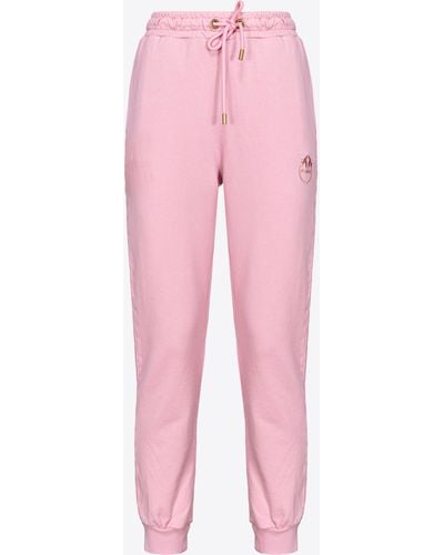 Pinko Old-wash sweatpants With Embroidery - Pink