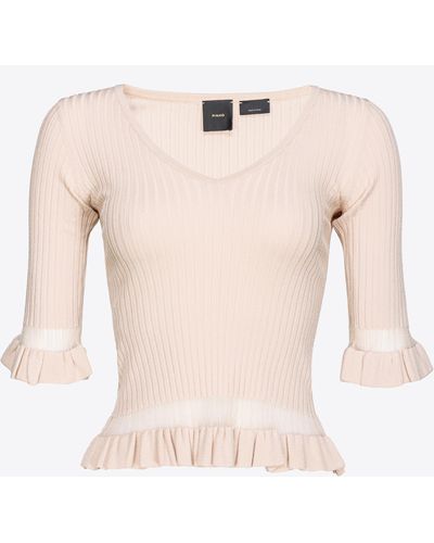 Pinko Ribbed Sweater With Ruching - Pink