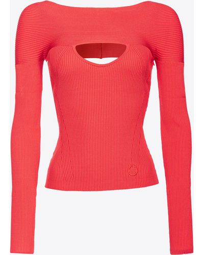 Pinko Ribbed Jumper With Cut-out - Red