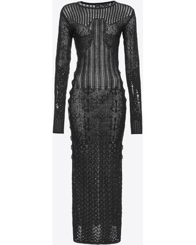 Pinko Long Crochet Dress - Black