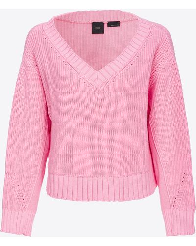 Pinko Ribbed Cotton And Cashmere Pullover - Pink