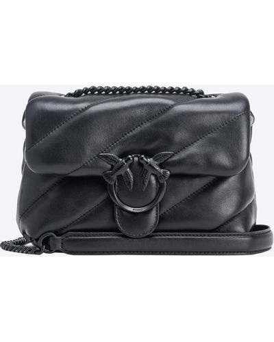 Pinko Mini Love Bag Puff In Colour-block Nappa Leather - Black