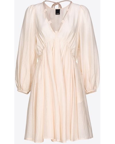 Pinko Cotton And Silk Voile Dress - Natural