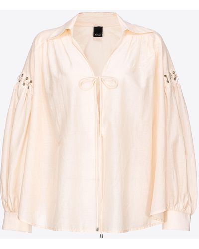Pinko Voile Blouse With Piercing Detail - Natural