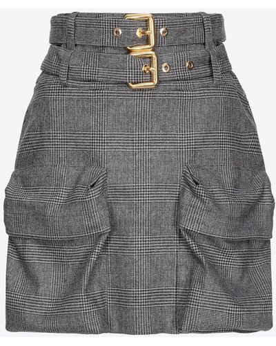 Pinko Double-belt Mini Skirt - Grey