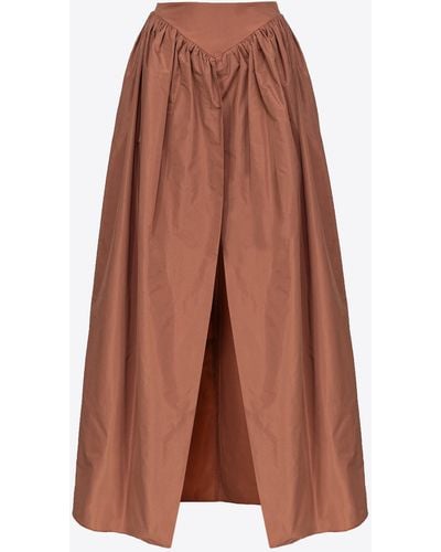 Pinko Taffeta Maxi Skirt With Slit - Brown