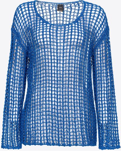 Pinko Glossy-thread Mesh Sweater - Blue