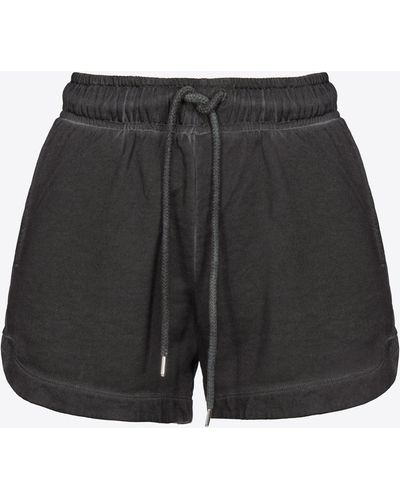 Pinko Fleece Shorts With Logo Print - Black