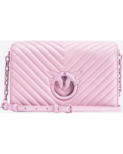Pinko Classic Love Bag Click Chevron Color Block - Pink