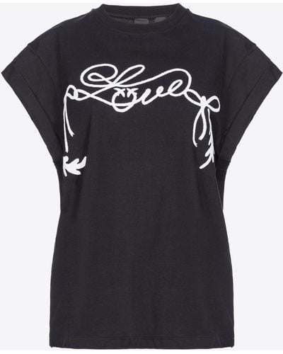 Pinko Love-print T-shirt - Black