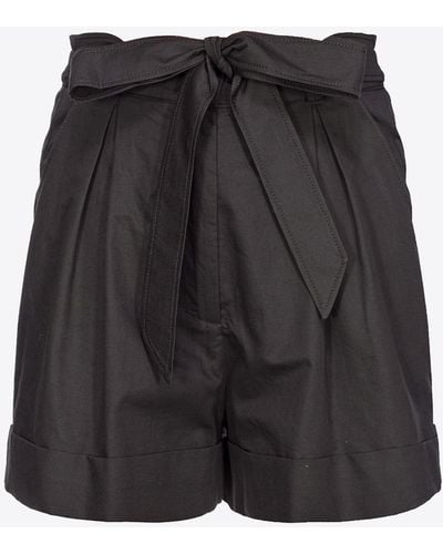 Pinko Slub Linen Shorts - Black
